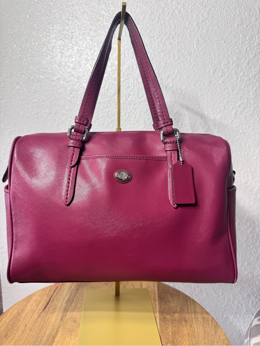 Coach Raspberry Leather Satchel